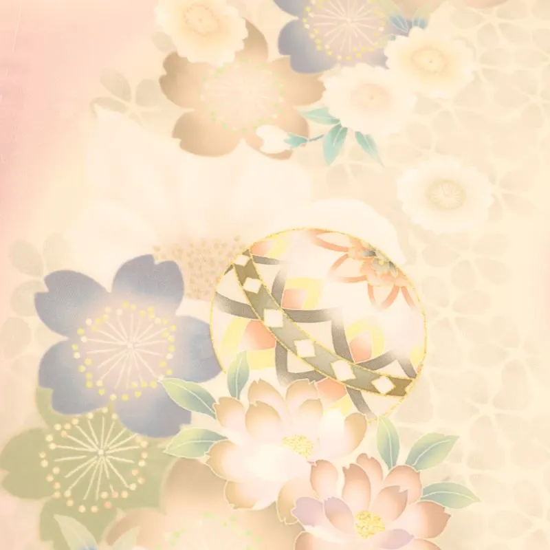 お宮参り 女の子レンタル  金駒刺繍入　花手毬に桜/薄紫