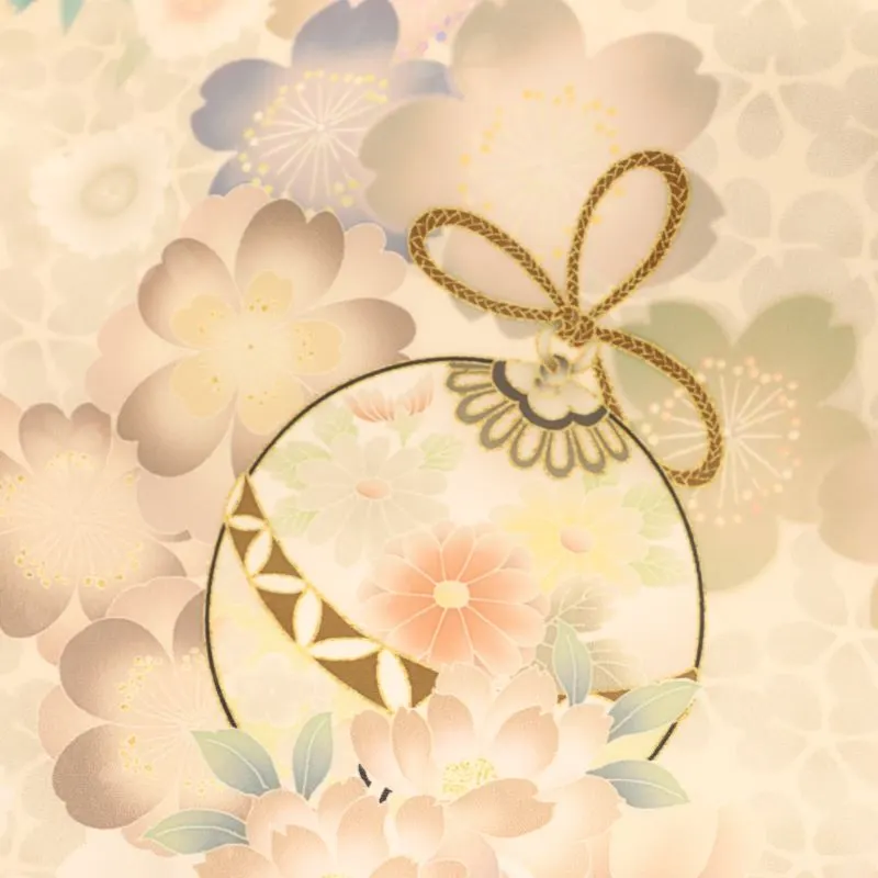 お宮参り 女の子レンタル  金駒刺繍入　花手毬に桜/薄紫