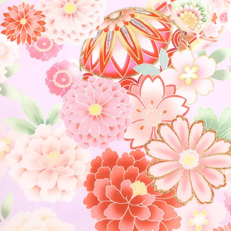 お宮参り 女の子レンタル　桜に 毬花づくし/紫