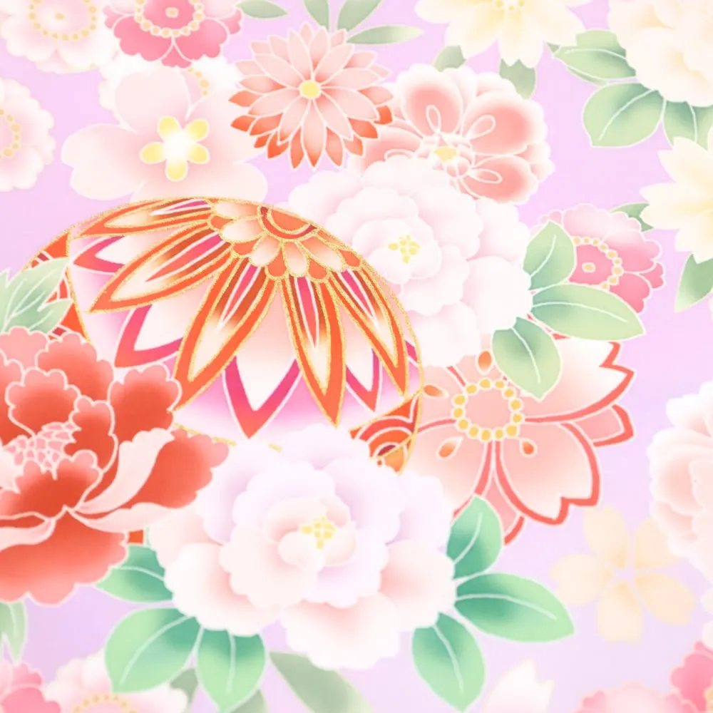 お宮参り 女の子レンタル　桜に 毬花づくし/紫
