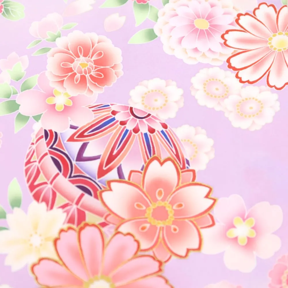 お宮参り 女の子レンタル　桜に 毬花づくし/紫