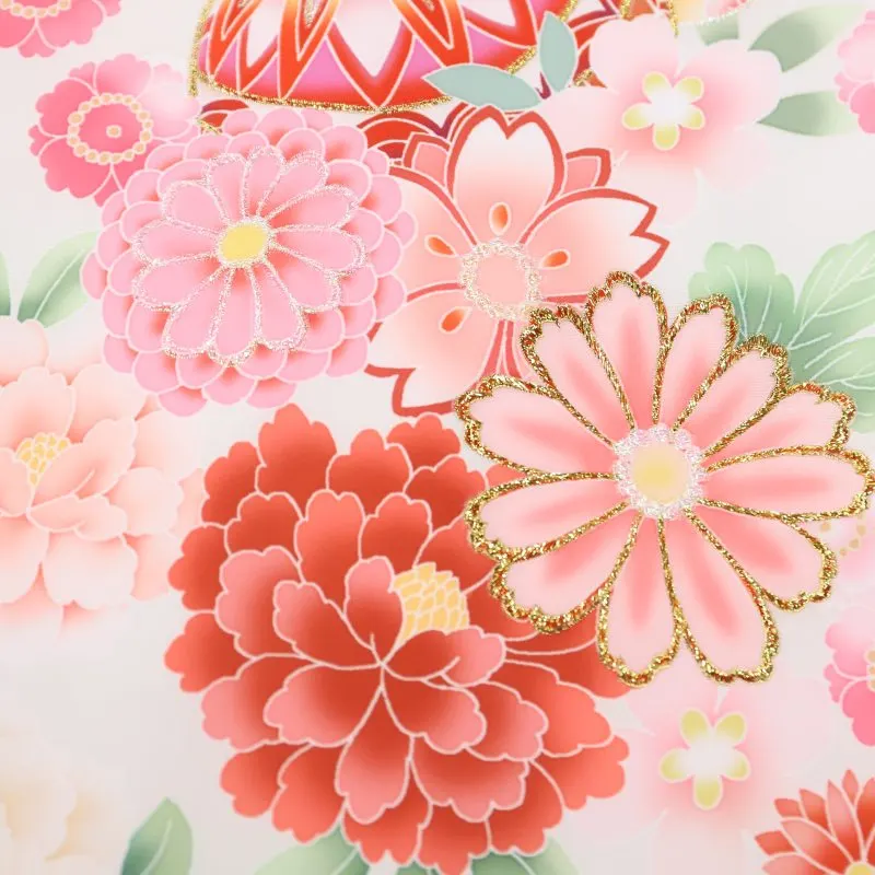 お宮参り 女の子レンタル　桜に 毬花づくし/白
