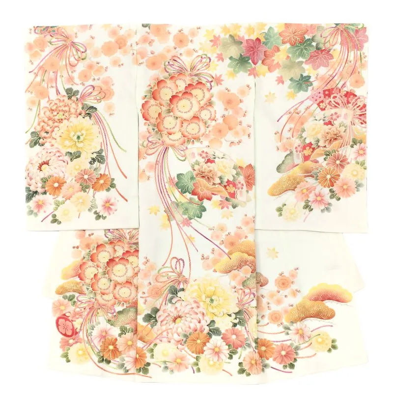 女児産着 お宮参りレンタル【華徒然】百華/真珠色