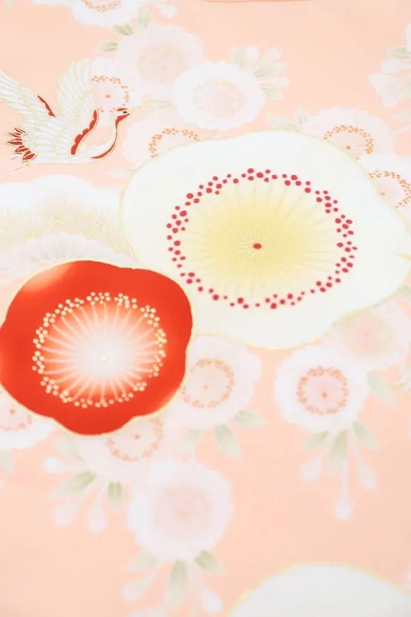 女児産着 お宮参りレンタル【紅一点】紅一点　松竹梅/珊瑚色（ピンク）