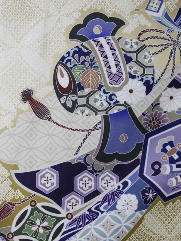 【ママも安心　かんたん着付け】七五三(5歳男児袴)龍に兜・七宝柄/金茶×蜀江袴