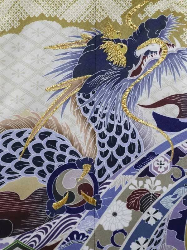 【ママも安心　かんたん着付け】七五三(5歳男児袴)龍に兜・七宝柄/金茶×蜀江袴