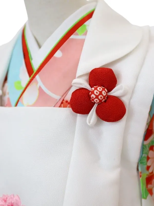 七五三レンタル(3歳女児被布)刺繍・鞠に桜/白×鞠に桜づくし/水色