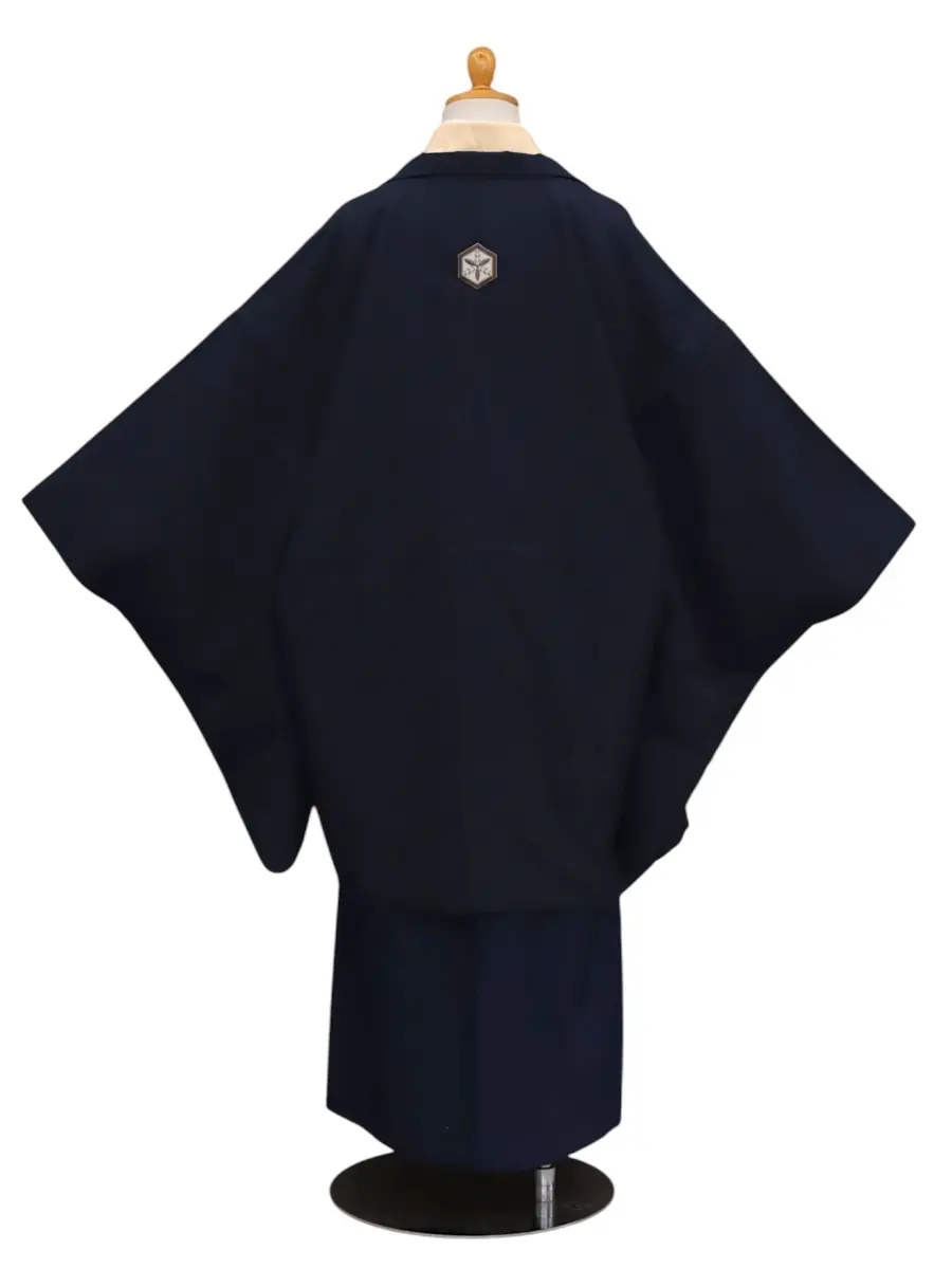 小学生卒業式かんたん袴(男の子)ママも安心　0013刺繍紋入り/紺×紺袴
