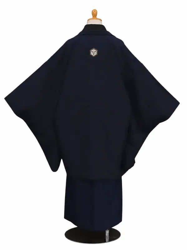 小学生卒業式かんたん袴(男の子)ママも安心　0033刺繍紋入り/紺×紺袴