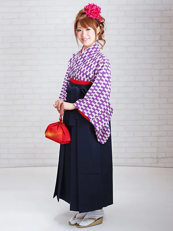 卒業式袴 矢絣 紫  紺袴【身長150cm位】