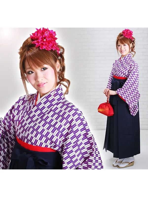 卒業式袴 矢絣 紫  紺袴【身長150cm位】