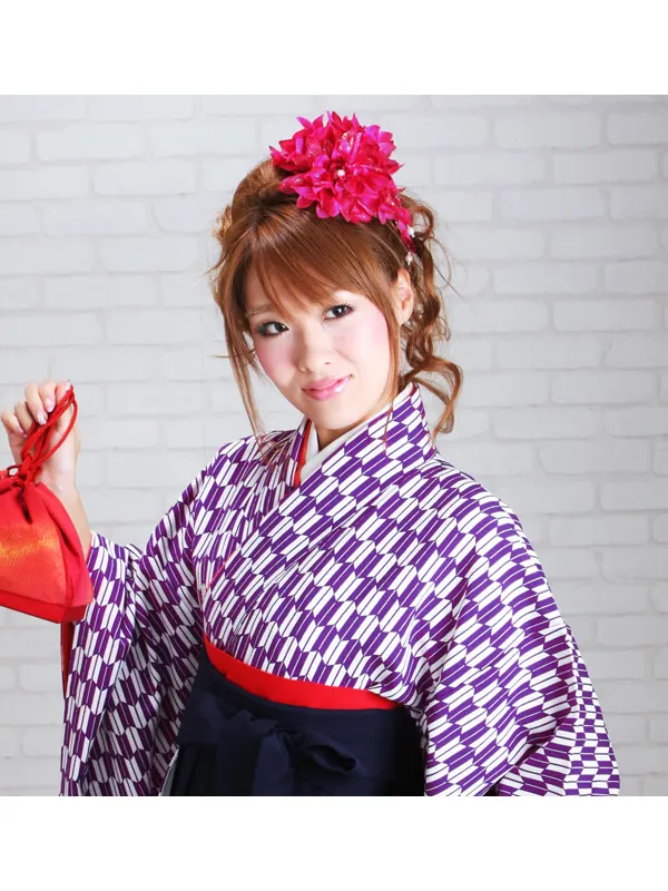 卒業式袴 矢絣 紫  紺袴【身長150cm位】