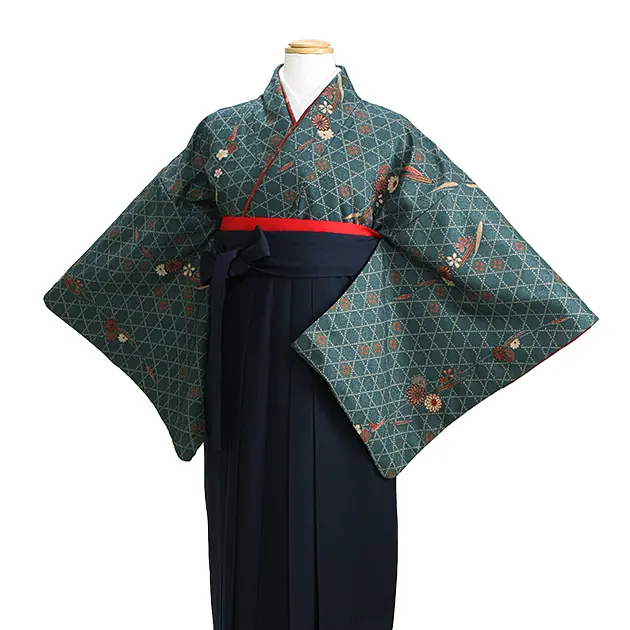 卒業式袴 小紋 深藍色 97 紺袴【身長160cm位】