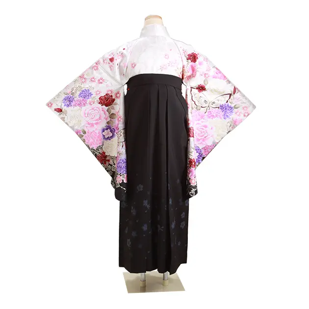 卒業式袴 白ﾗﾒ ﾊﾞﾗ 0303 柄袴【身長160cm位】