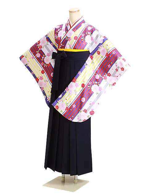 卒業式袴 白桜 0305 紺袴【身長158cm位】