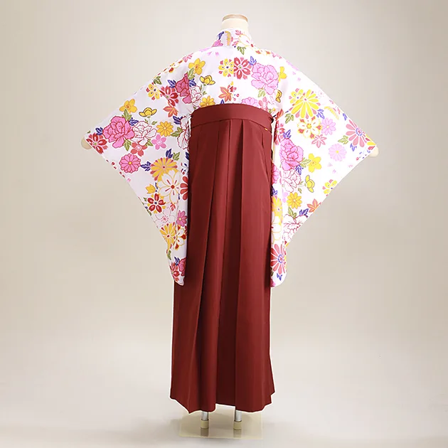 卒業式袴 白花 0306 ｴﾝｼﾞ袴【身長158cm位】