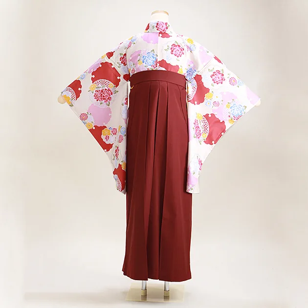 卒業式袴 白花 0307 ｴﾝｼﾞ袴【身長158cm位】