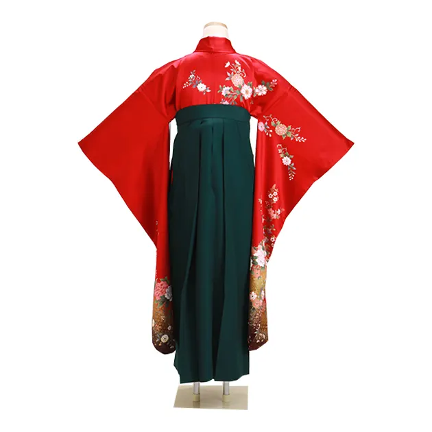 袴【大きいｻｲｽﾞ】 赤 中振袖-F221 緑袴【身長165cm位】