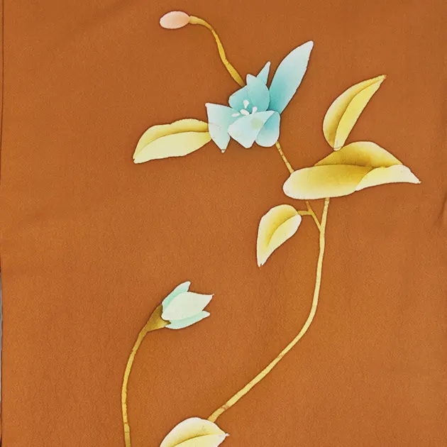 【正絹】卒業式袴 訪問着 茶色 13 緑袴【身長155cm位】