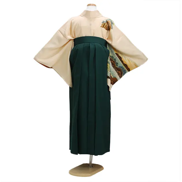 卒業式袴 訪問着 ｸﾘｰﾑ 15 緑袴【身長150cm位】