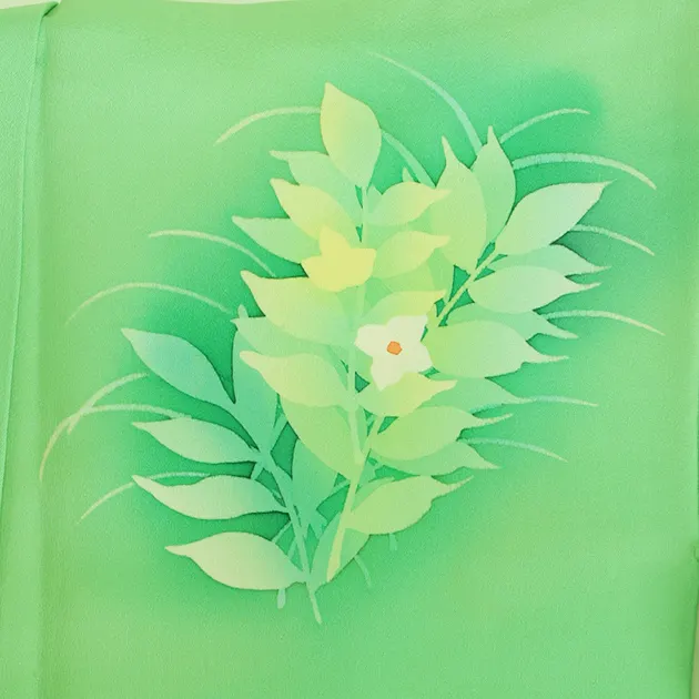 【正絹】卒業式袴 訪問着 ｸﾞﾘｰﾝ 16 紺袴【身長155cm位】