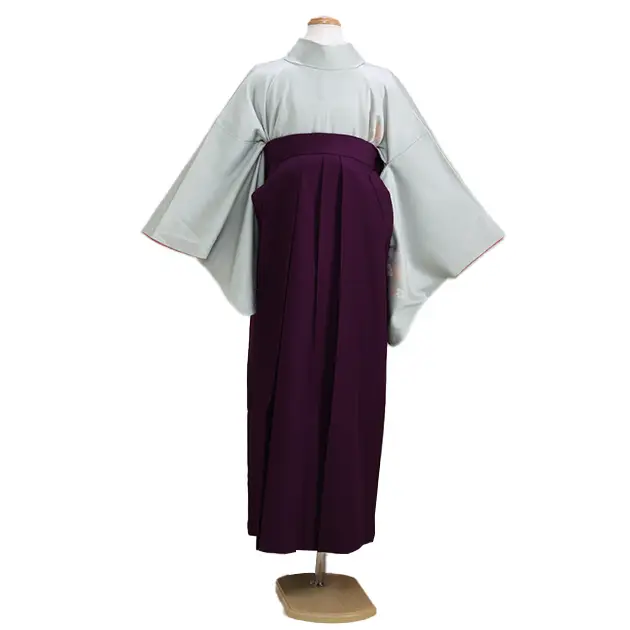 【正絹】卒業式袴 訪問着 ｸﾞﾚｰ 18 紫袴【身長155cm位】