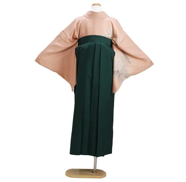 【正絹】卒業式袴 訪問着 ﾋﾟﾝｸ 23 緑袴【身長155cm位】