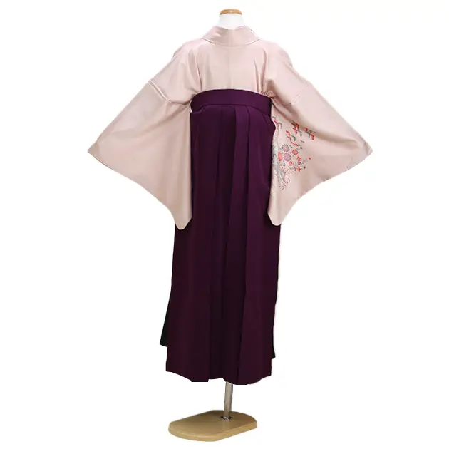 【正絹】卒業式袴 訪問着 ﾋﾟﾝｸ 25 紫袴【身長160cm位】