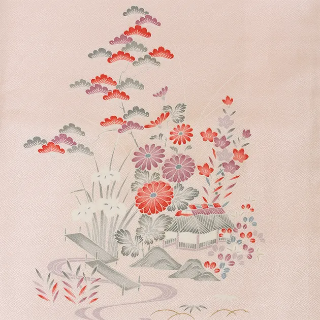 【正絹】卒業式袴 訪問着 ﾋﾟﾝｸ 25 紫袴【身長160cm位】