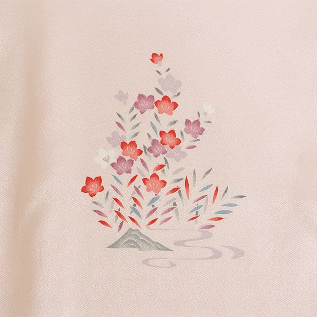 【正絹】卒業式袴 訪問着 ﾋﾟﾝｸ 25 紫袴【身長160cm位】