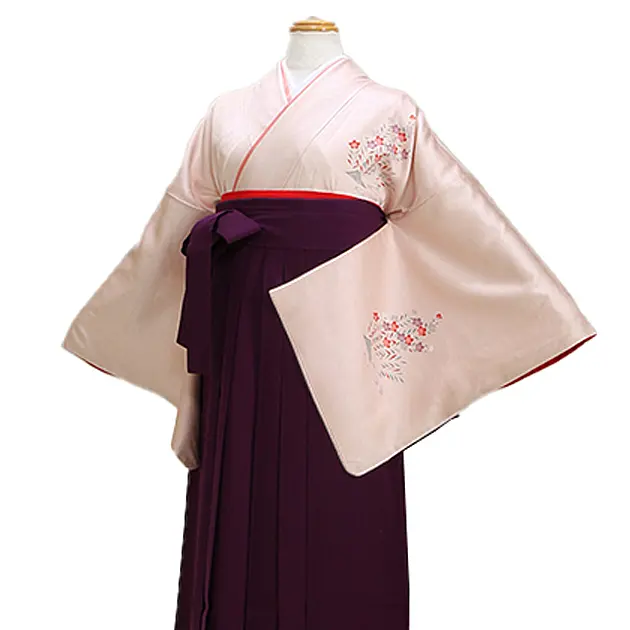 【正絹】卒業式袴 訪問着 ﾋﾟﾝｸ 25 紫袴【身長160cm位】