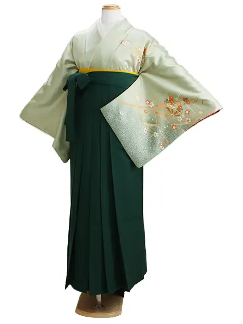 【正絹】卒業式袴 訪問着 ｸﾞﾘｰﾝ 28 緑袴【身長155cm位】