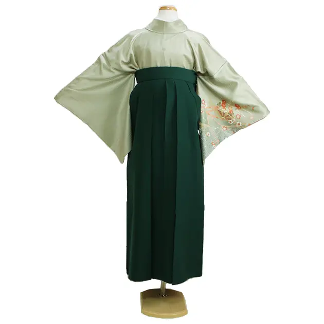 【正絹】卒業式袴 訪問着 ｸﾞﾘｰﾝ 28 緑袴【身長155cm位】