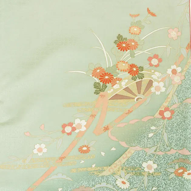 【正絹】卒業式袴 訪問着 ｸﾞﾘｰﾝ 28 緑袴【身長155cm位】