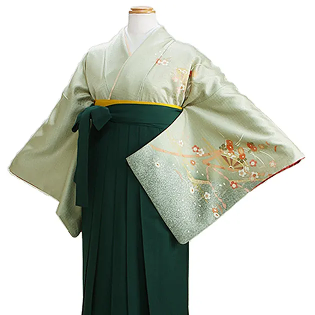 【正絹】卒業式袴 訪問着 ｸﾞﾘｰﾝ 28 緑袴【身長155cm位】