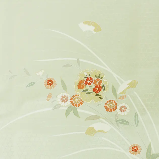 【正絹】卒業式袴 訪問着 うぐいす色 29 紺袴【身長150cm位】