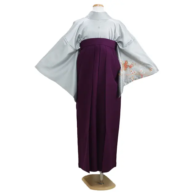 【正絹】卒業式袴 訪問着 ﾌﾞﾙｰｸﾞﾚｰ 30 紫袴【身長150cm位】
