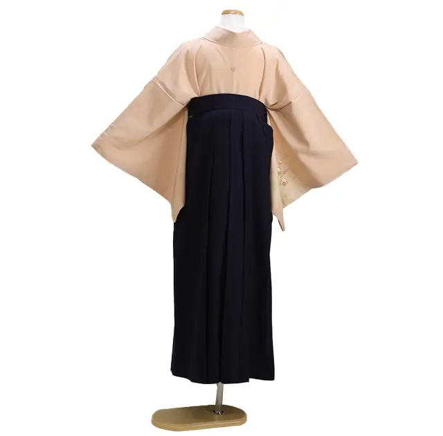 【正絹】卒業式袴 訪問着 ｻｰﾓﾝﾋﾟﾝｸ 31 紺袴【身長155cm位】