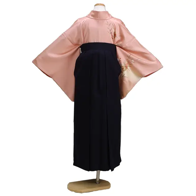 【正絹】卒業式袴 訪問着 ﾋﾟﾝｸ 33 紺袴【身長155cm位】