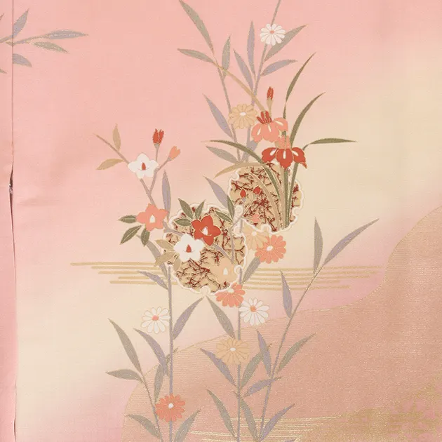 【正絹】卒業式袴 訪問着 ﾋﾟﾝｸ 33 紺袴【身長155cm位】