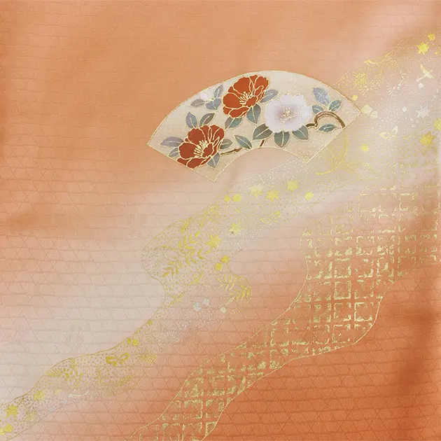 【正絹】卒業式袴 訪問着 赤茶色 35 紫袴【身長155cm位】