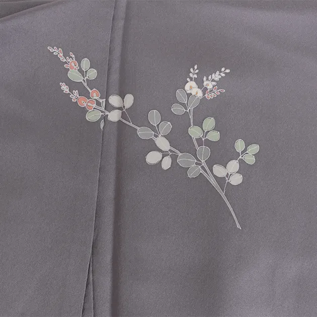 【正絹】卒業式袴 訪問着 ｸﾞﾚｰﾊﾟｰﾌﾟﾙ 37 紺袴【身長155cm位】