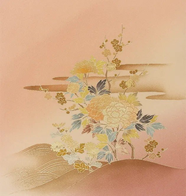 【正絹】卒業式袴 訪問着 ｻｰﾓﾝﾋﾟﾝｸ 38 緑袴【身長160cm位】