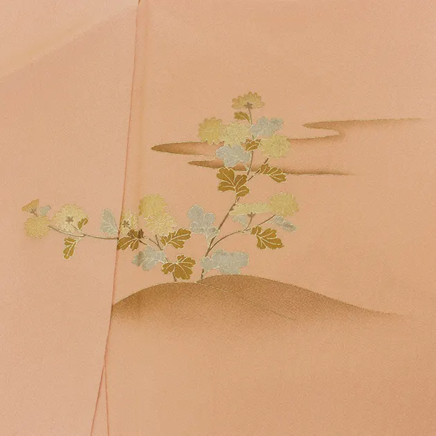 【正絹】卒業式袴 訪問着 ｻｰﾓﾝﾋﾟﾝｸ 38 緑袴【身長160cm位】