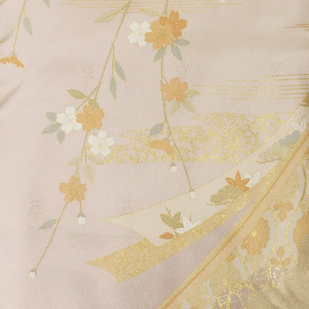 【正絹】卒業式袴 訪問着 ﾋﾟﾝｸ 39 紺袴【身長150cm位】