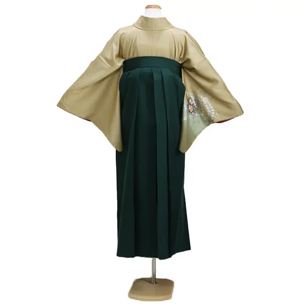 【正絹】卒業式袴 訪問着 金色 50 緑袴【身長160cm位】