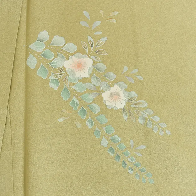 【正絹】卒業式袴 訪問着 金色 50 緑袴【身長160cm位】