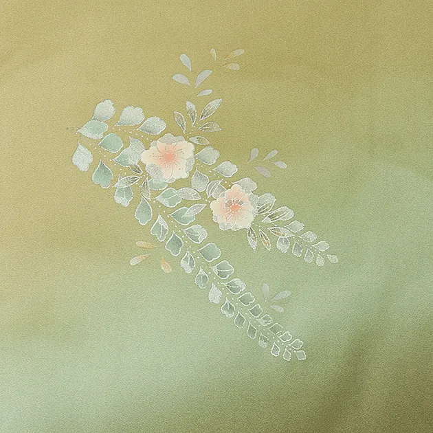 【正絹】卒業式袴 訪問着 金色 50 緑袴【身長160cm位】