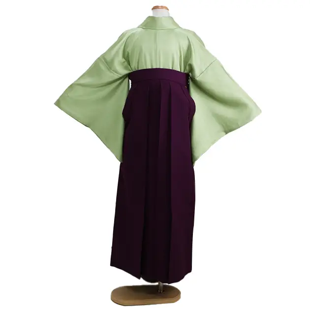 【正絹】卒業式袴 訪問着 ｴﾒﾗﾙﾄﾞｸﾞﾘｰﾝ 53 紫袴【身長160cm位】