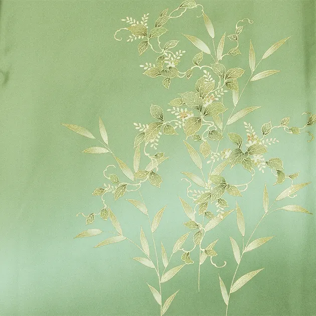 【正絹】卒業式袴 訪問着 ﾓｽｸﾞﾘｰﾝ 56 紺袴【身長160cm位】